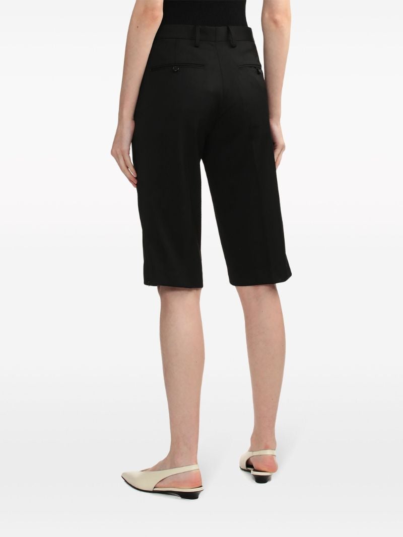 Black Pleat-detail Tailored Shorts