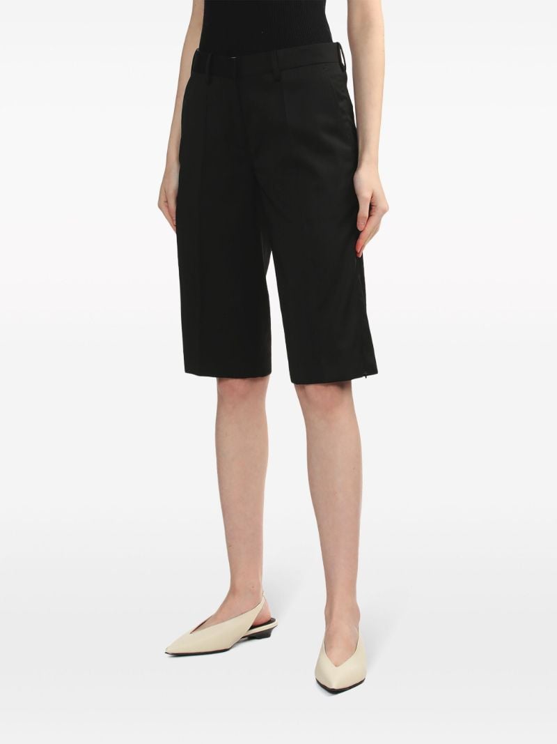 Black Pleat-detail Tailored Shorts