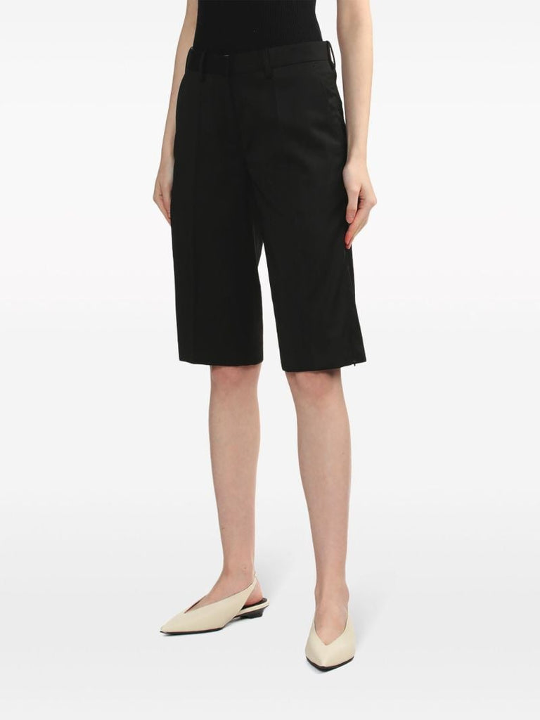 Black Pleat-detail Tailored Shorts