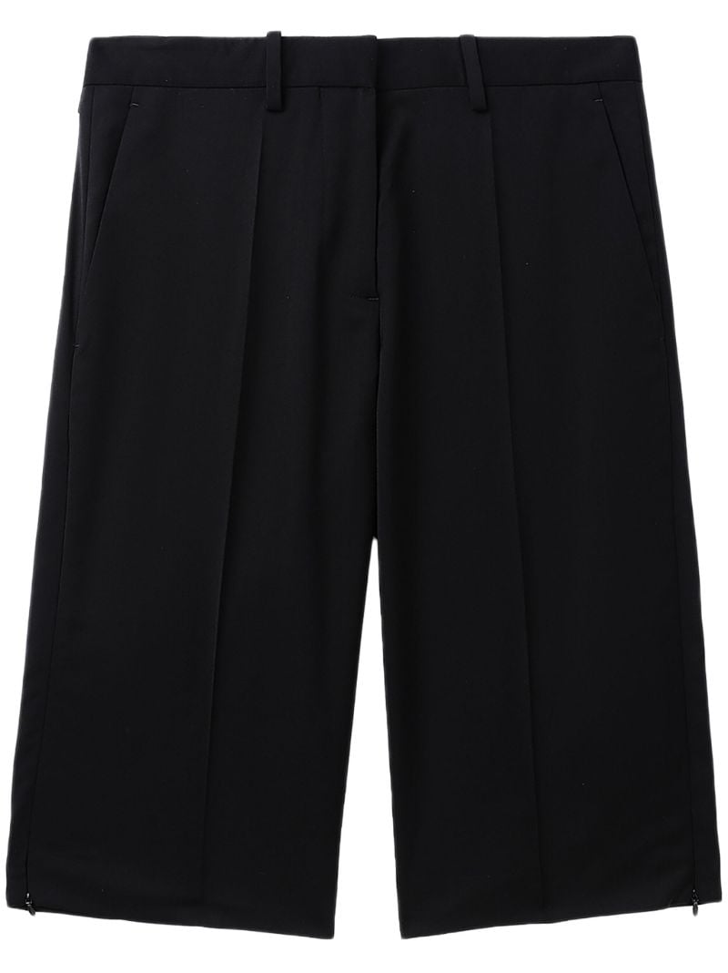 Black Pleat-detail Tailored Shorts
