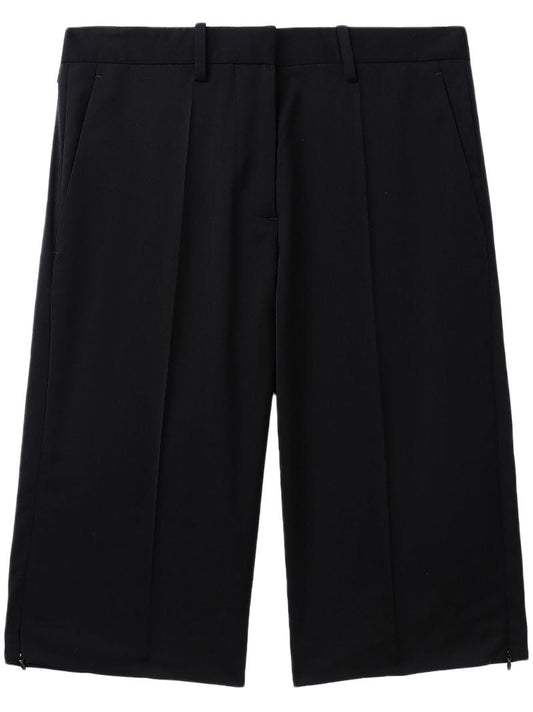 Black Pleat-detail Tailored Shorts