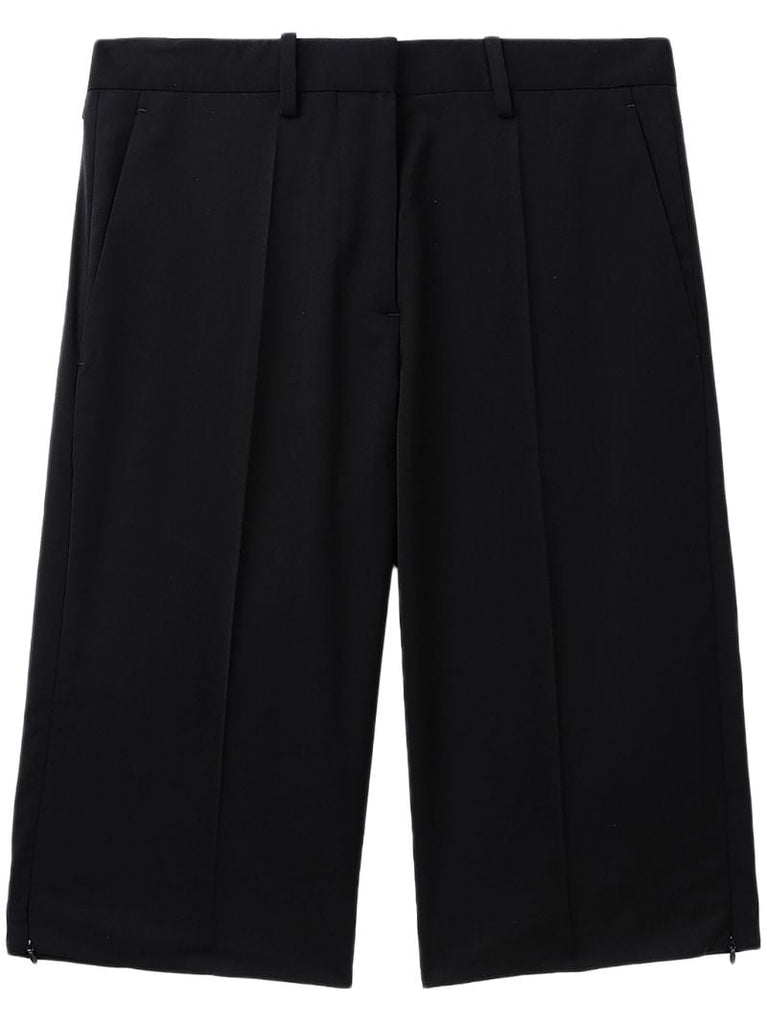 Black Pleat-detail Tailored Shorts