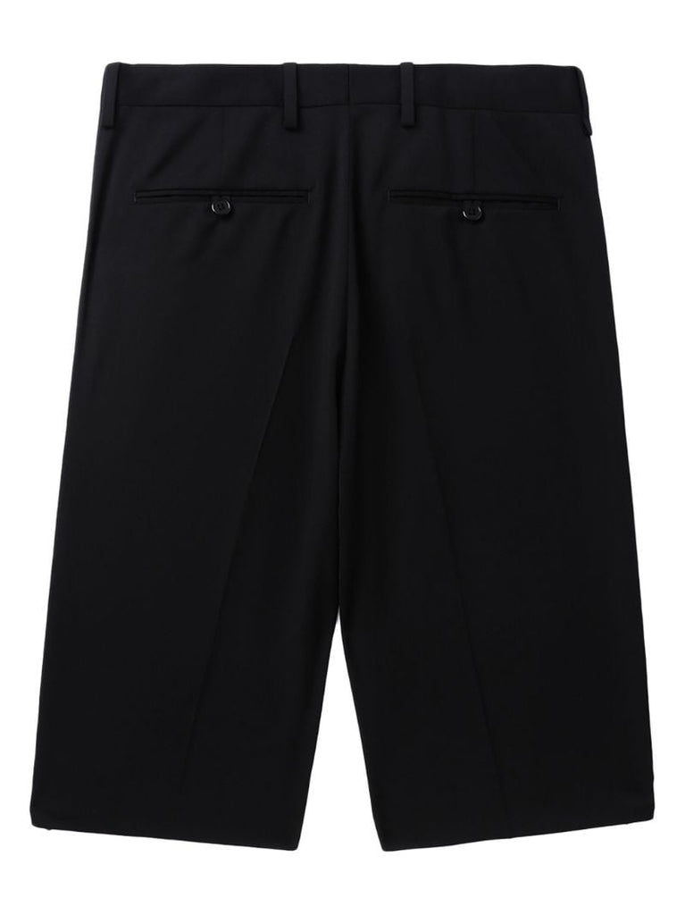 Black Pleat-detail Tailored Shorts