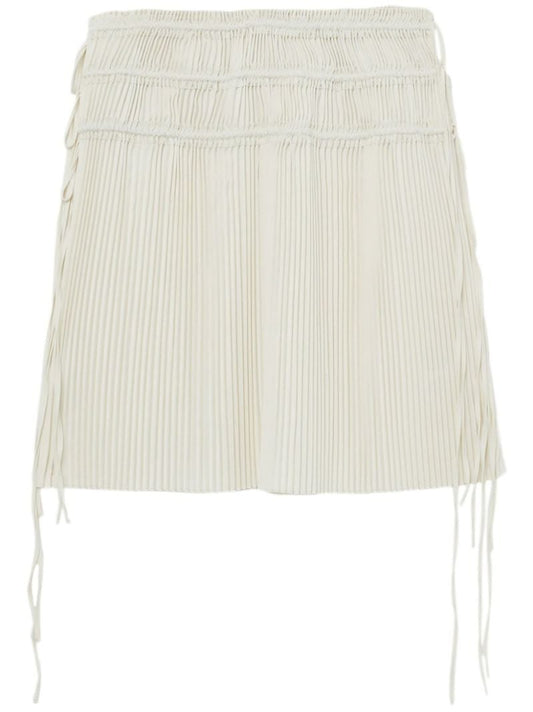 Neutral Pleated Satin Skirt