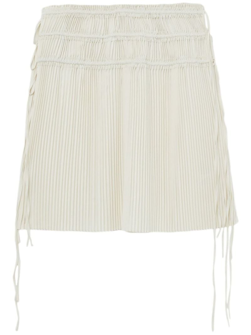 Neutral Pleated Satin Skirt