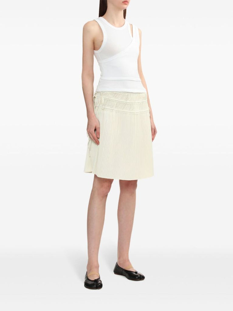 Neutral Pleated Satin Skirt