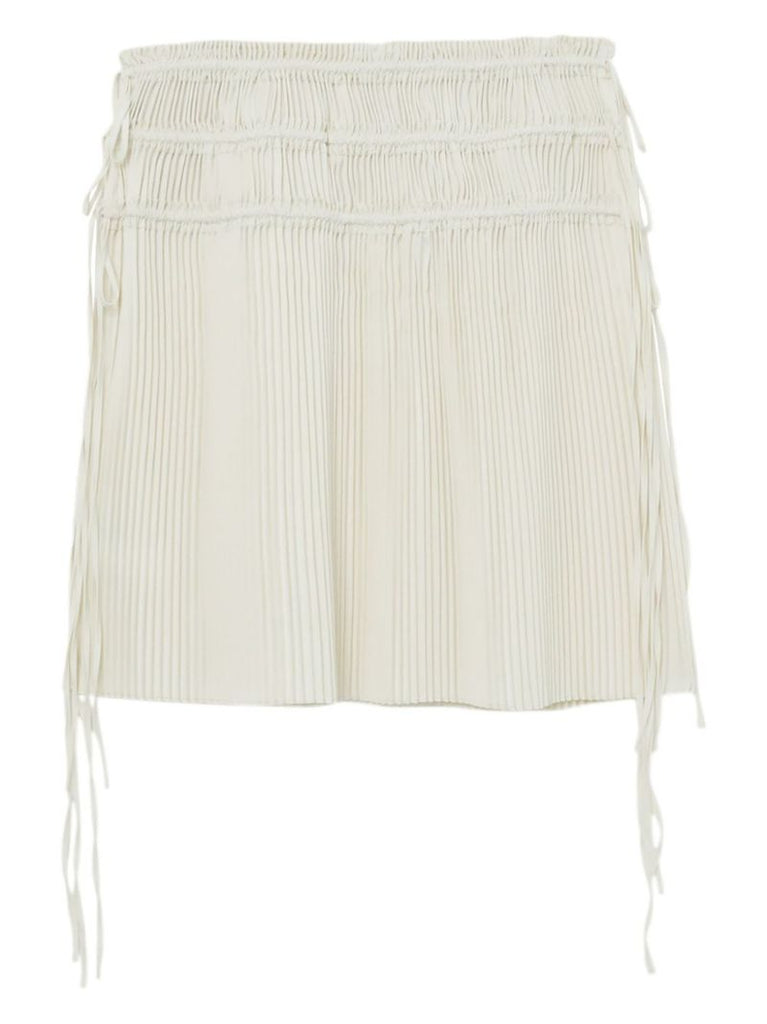 Neutral Pleated Satin Skirt