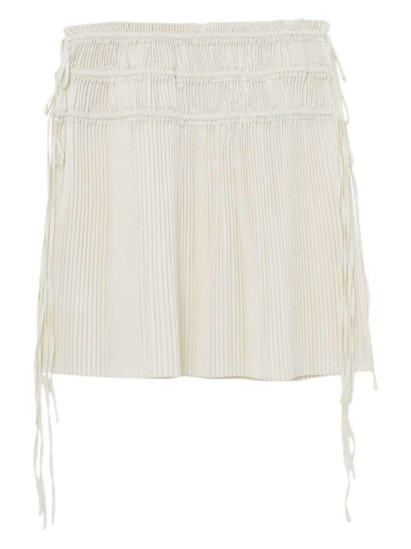 Neutral Pleated Satin Skirt