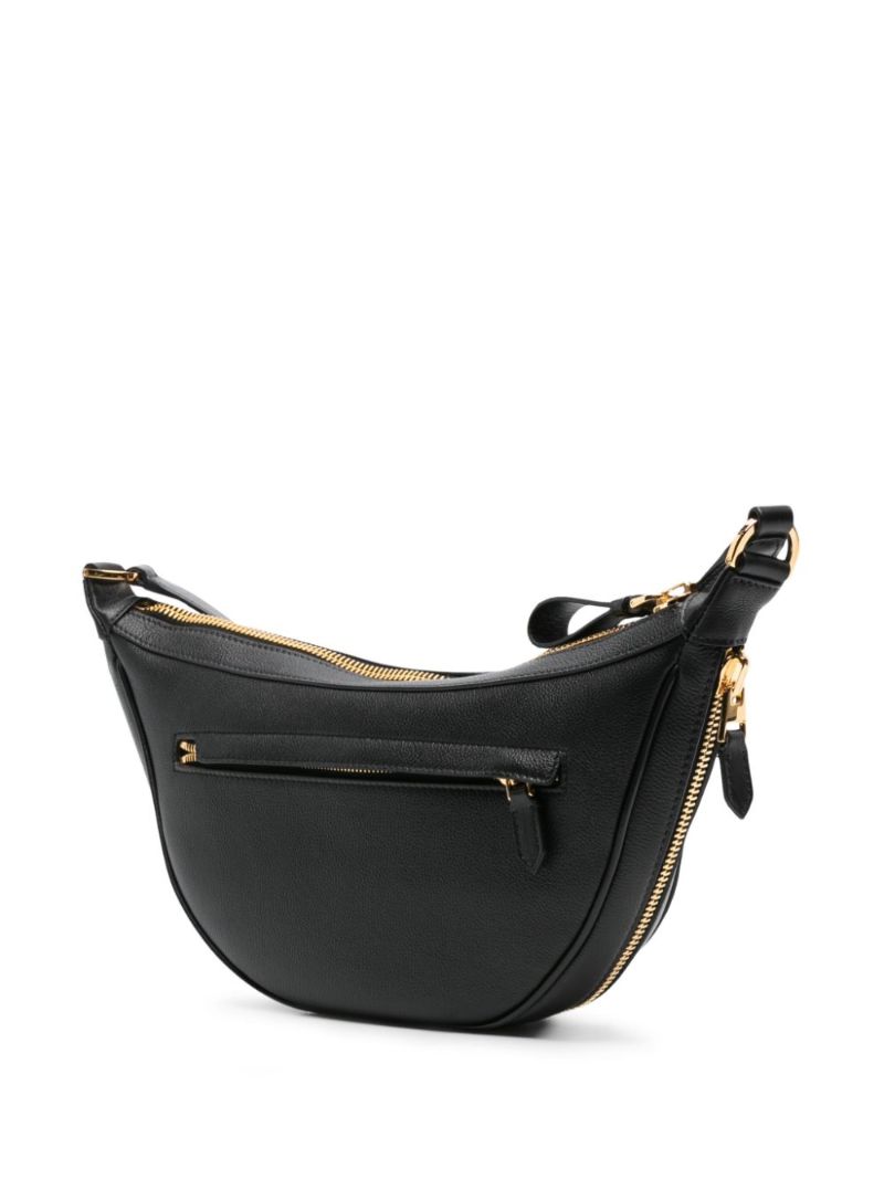 Black Crescent Leather Shoulder Bag