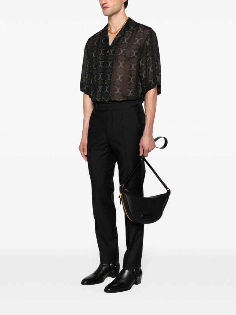 Black Crescent Leather Shoulder Bag