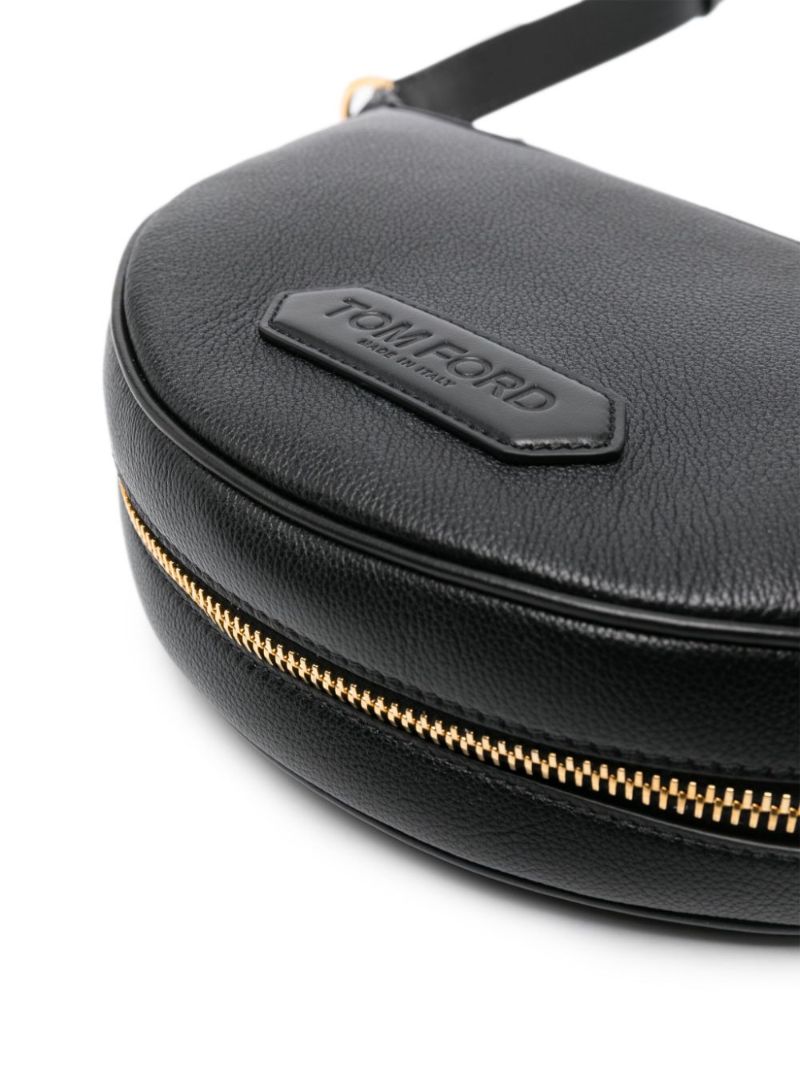 Black Crescent Leather Shoulder Bag