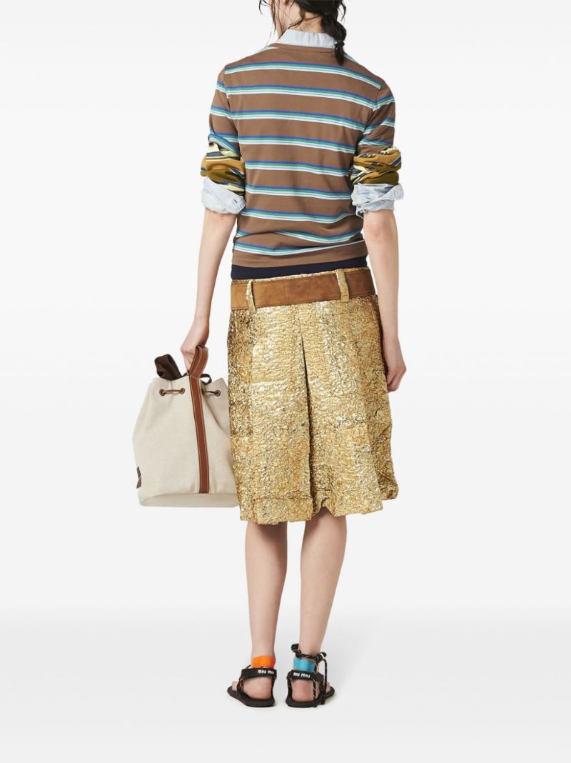Gold LamÃ_x0083_Â© Pleated Mini Skirt