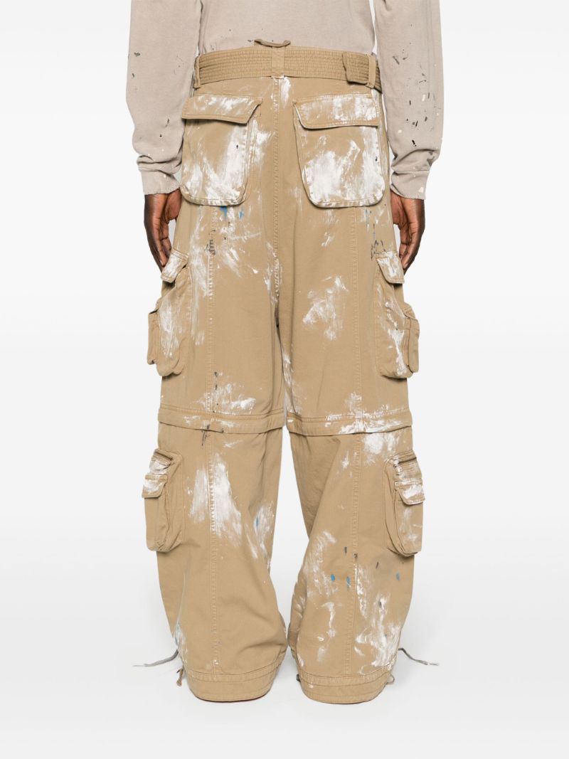 Neutral Paint Splatter-print Cargo Jeans