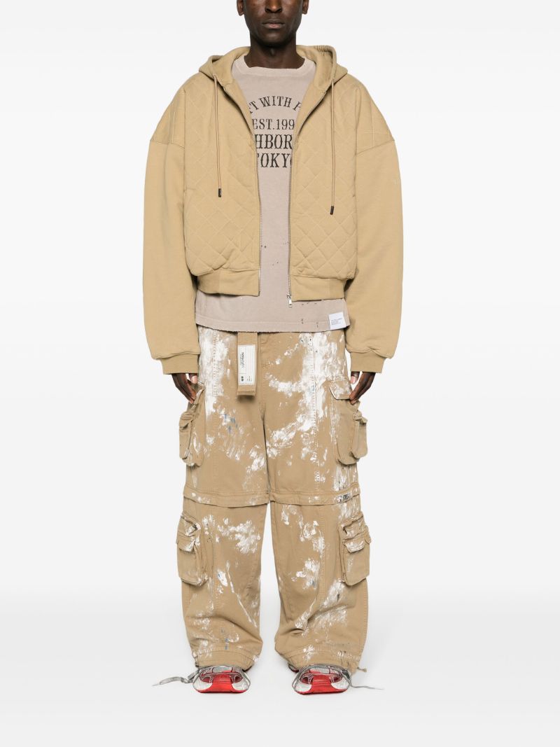 Neutral Paint Splatter-print Cargo Jeans