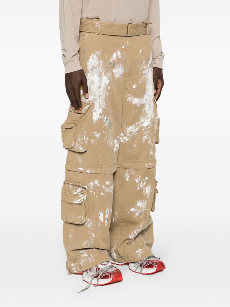 Neutral Paint Splatter-print Cargo Jeans