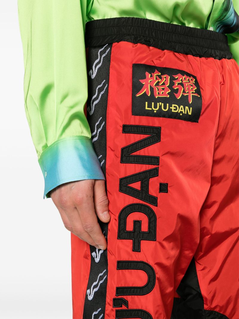Red L-d Colour-block Track Pants