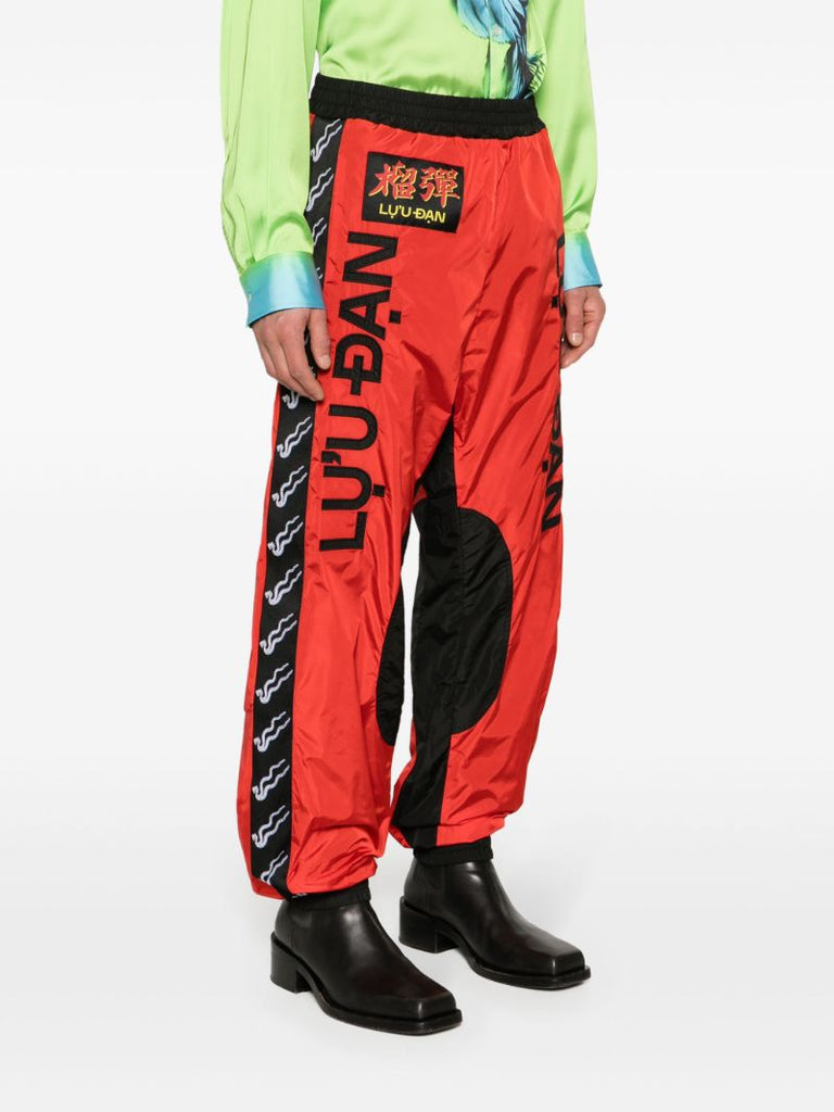 Red L-d Colour-block Track Pants