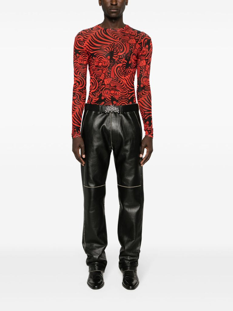 Red Graphic-print Mesh T-shirt