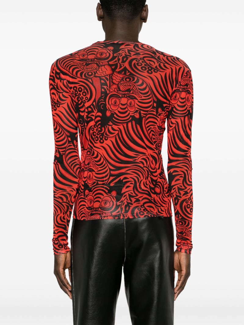 Red Graphic-print Mesh T-shirt
