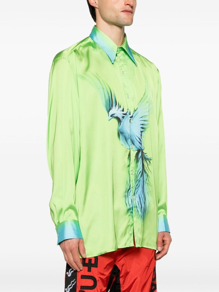 Green '80s Club Satin Shirt