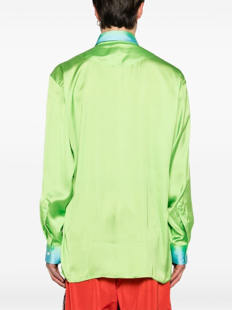 Green '80s Club Satin Shirt