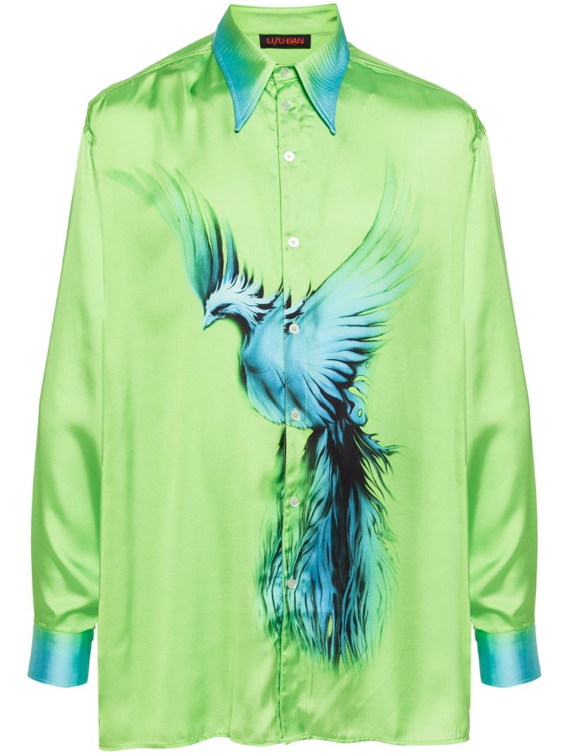 Green '80s Club Satin Shirt
