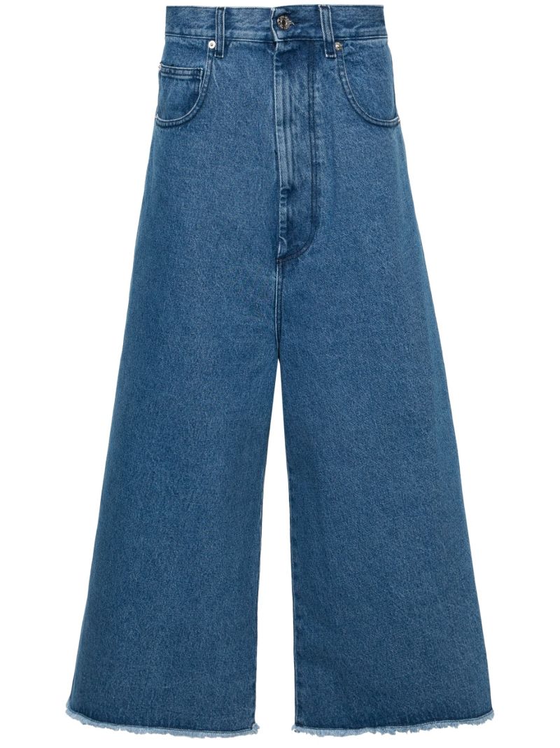 Blue Wide-leg Cropped Jeans