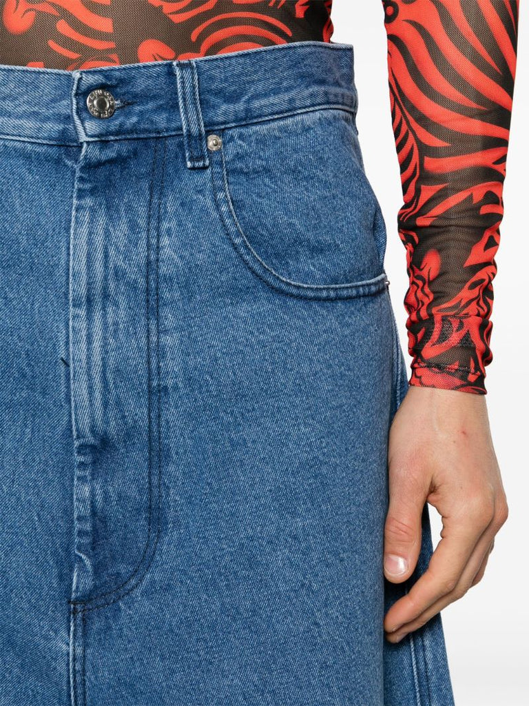 Blue Wide-leg Cropped Jeans