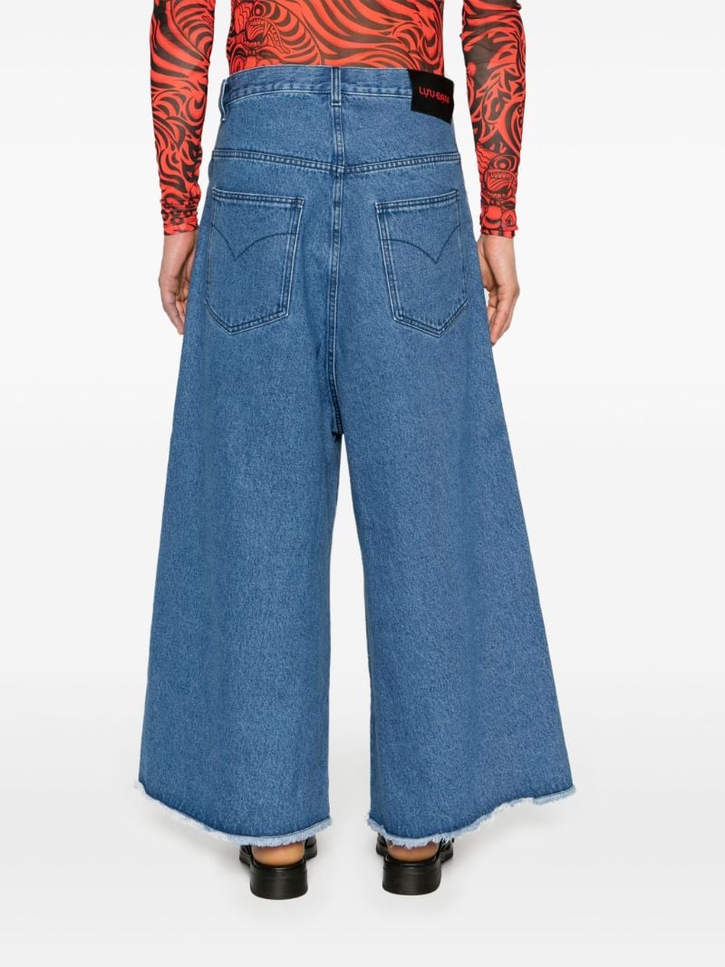 Blue Wide-leg Cropped Jeans