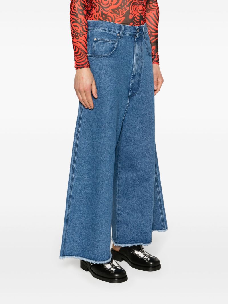 Blue Wide-leg Cropped Jeans