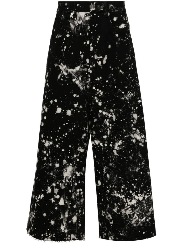 Black Bleached Wide-leg Jeans