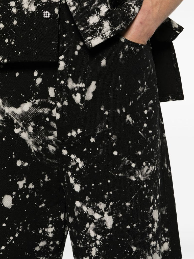 Black Bleached Wide-leg Jeans