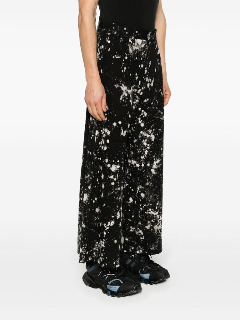Black Bleached Wide-leg Jeans