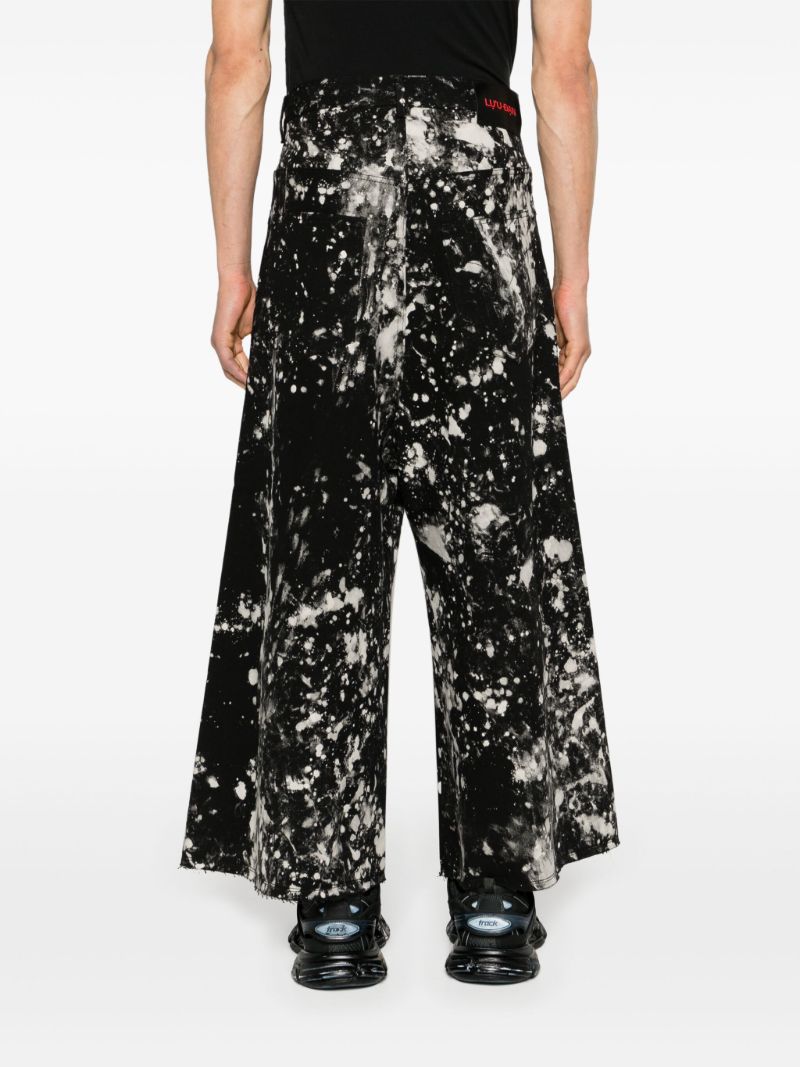 Black Bleached Wide-leg Jeans