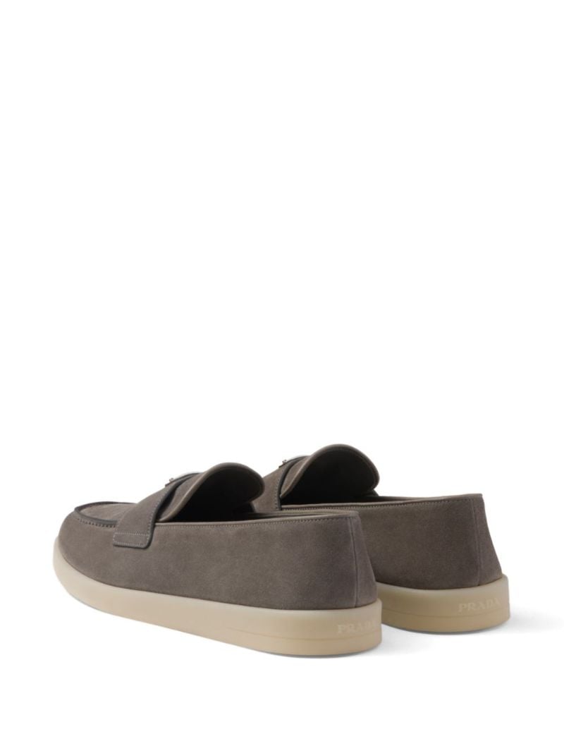 Grey Triangle-logo Suede Loafers