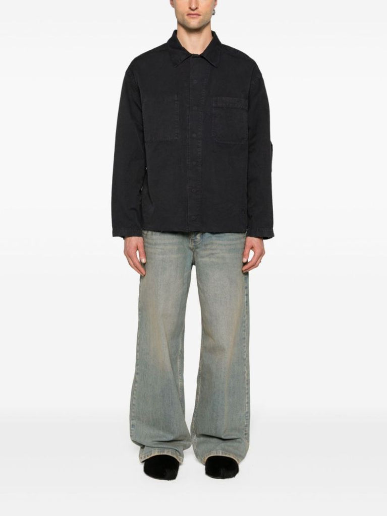 Grey Raw-hem Cotton Shirt Jacket