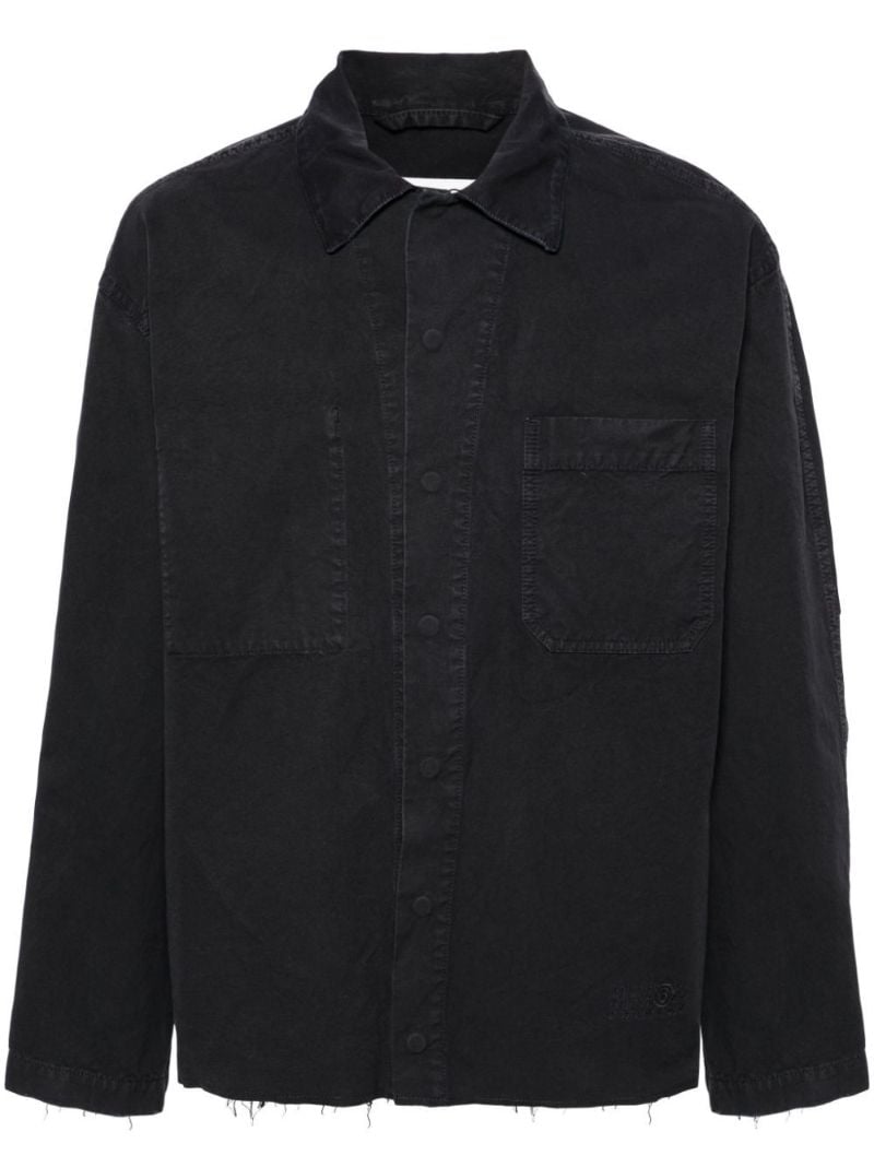 Grey Raw-hem Cotton Shirt Jacket