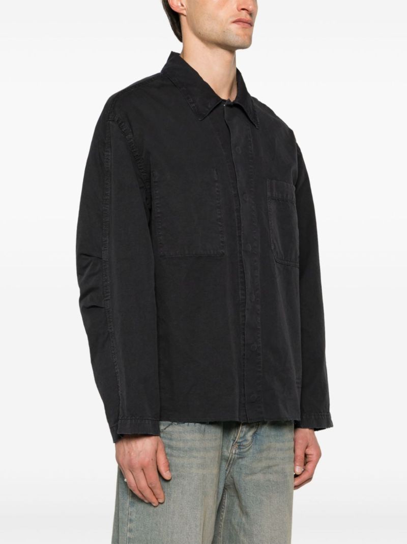Grey Raw-hem Cotton Shirt Jacket