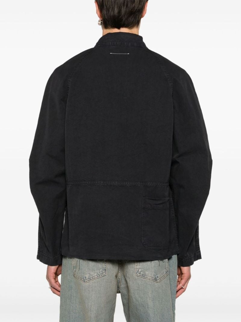 Grey Raw-hem Cotton Shirt Jacket
