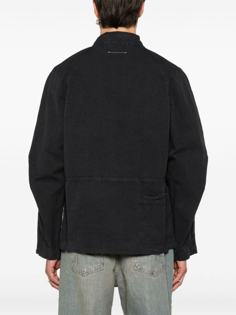 Grey Raw-hem Cotton Shirt Jacket