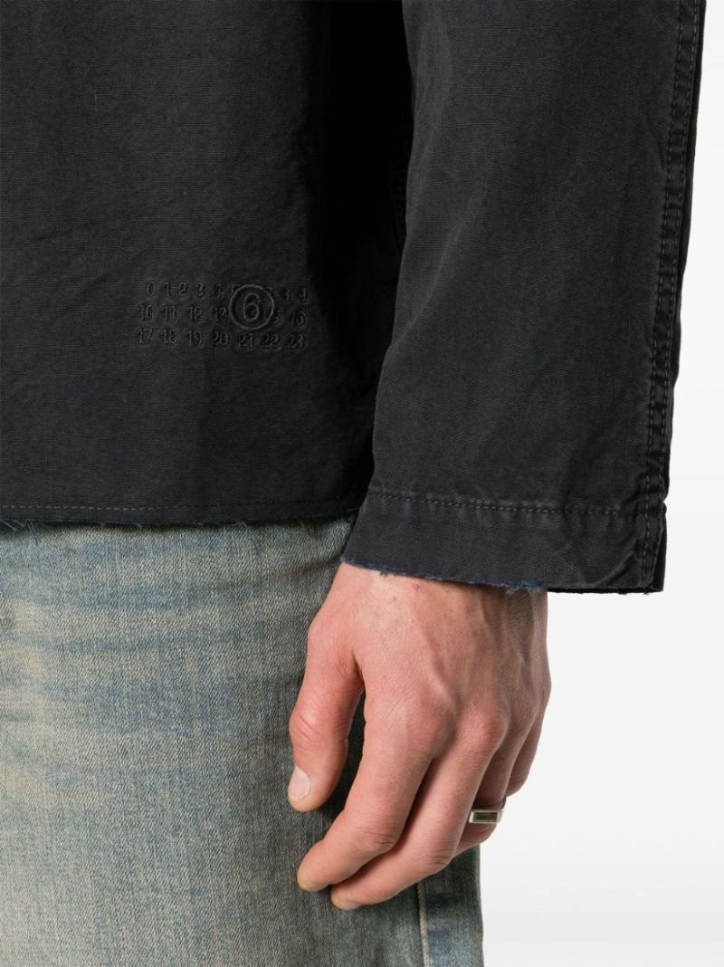 Grey Raw-hem Cotton Shirt Jacket