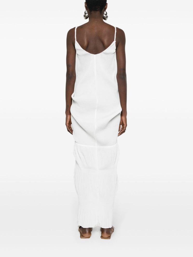 White Knotted Pleated Maxi Dress