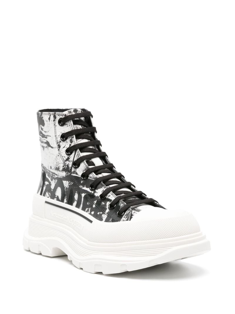 Black and White Graffiti Tread Slick Boots