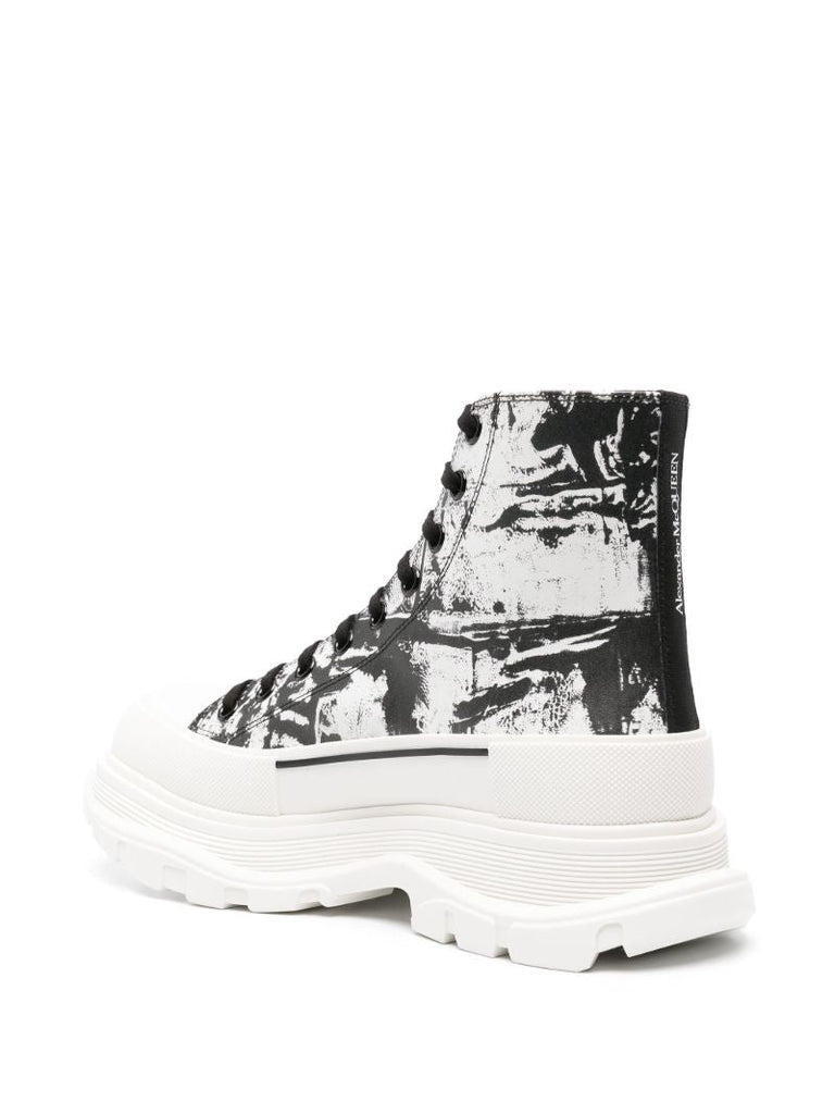 Black and White Graffiti Tread Slick Boots