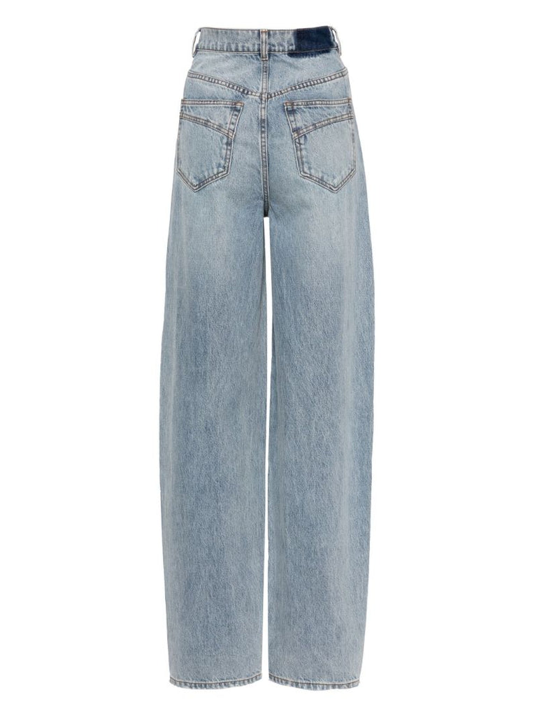 Blue High-waisted Wide-leg Jeans
