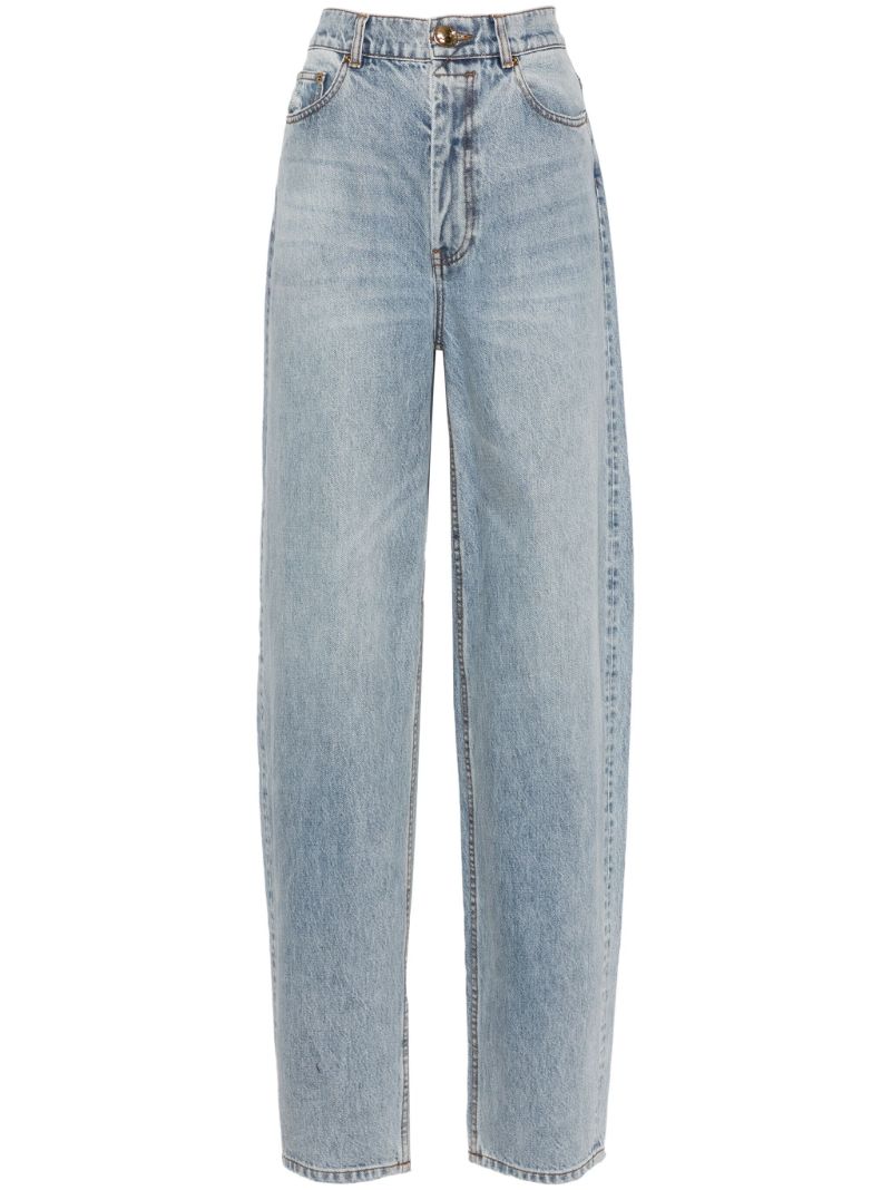 Blue High-waisted Wide-leg Jeans