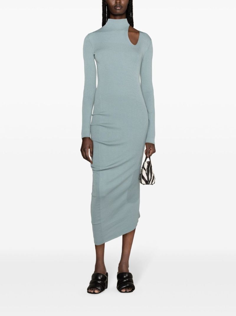 Blue Asymmetric Cut-out Midi Dress
