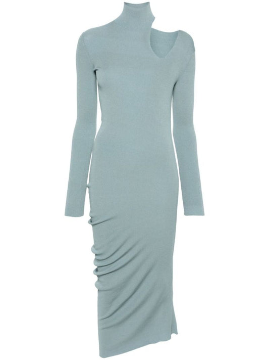 Blue Asymmetric Cut-out Midi Dress