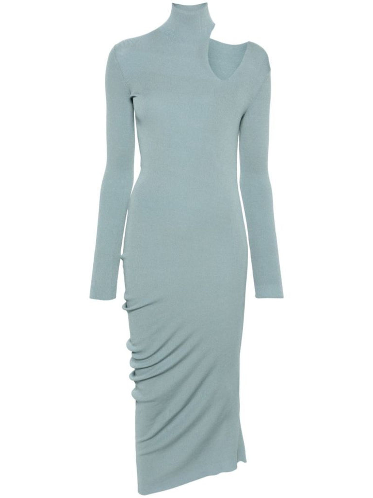 Blue Asymmetric Cut-out Midi Dress