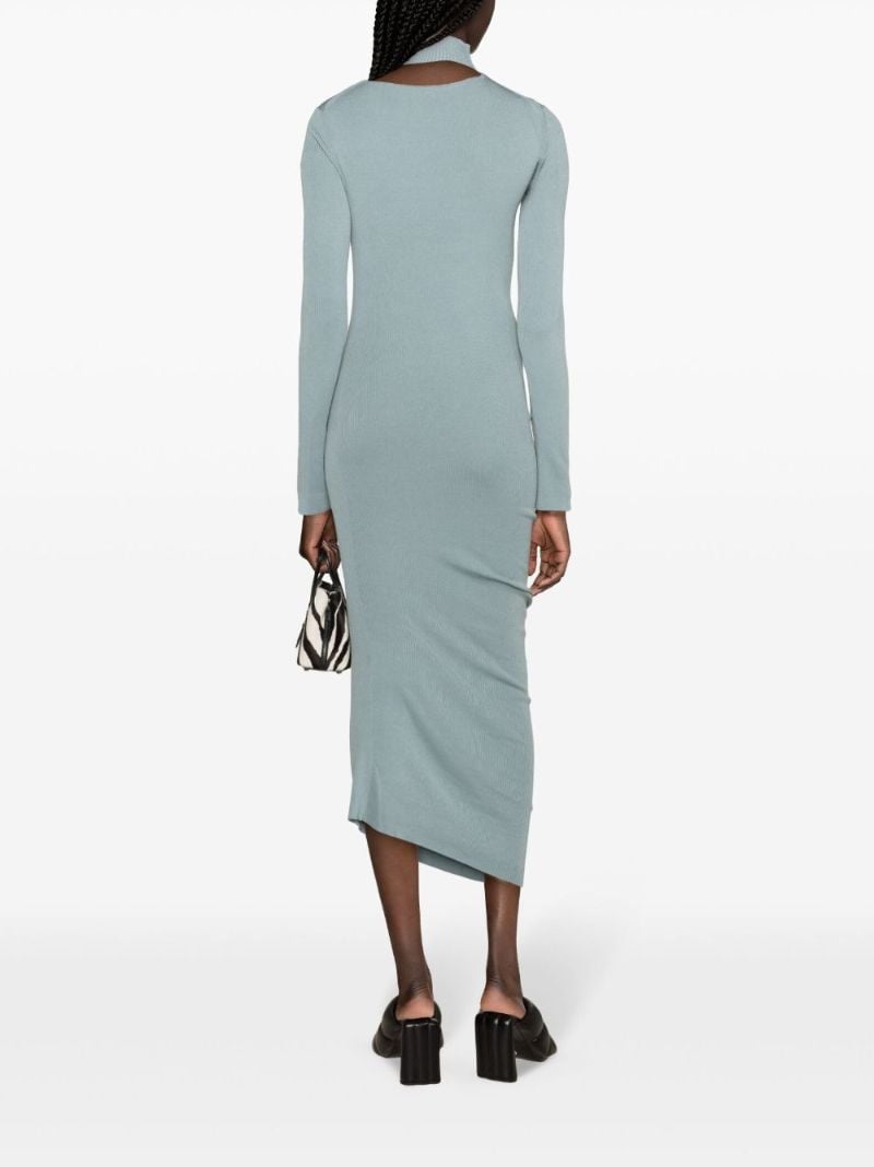 Blue Asymmetric Cut-out Midi Dress
